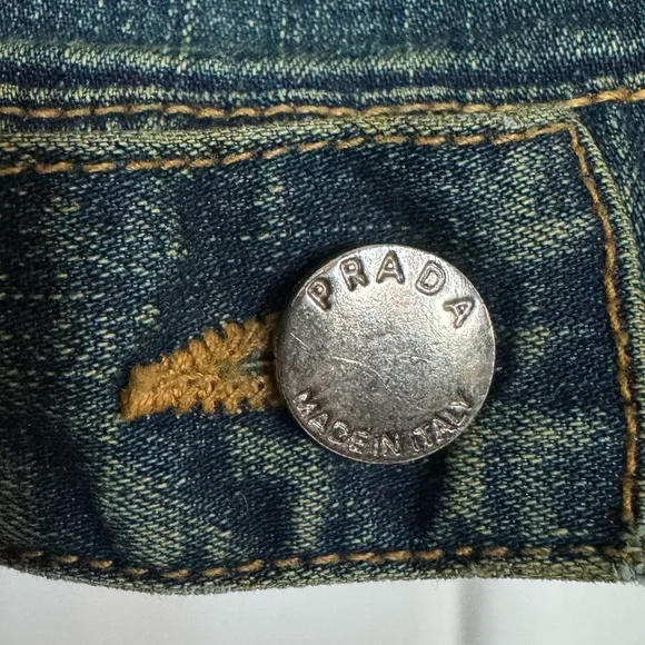 Vintage Prada Jean Jacket blue denimLong Sleeve Sz L Made in Italy
